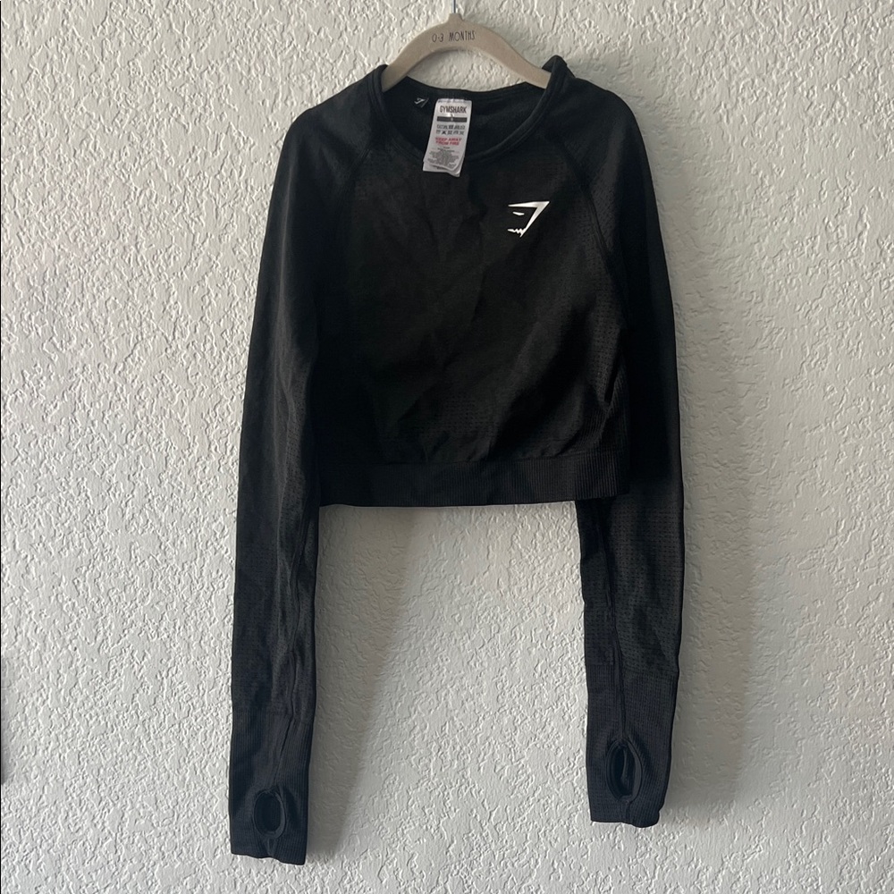 Gymshark Black Mesh Long Sleeve Crop Top